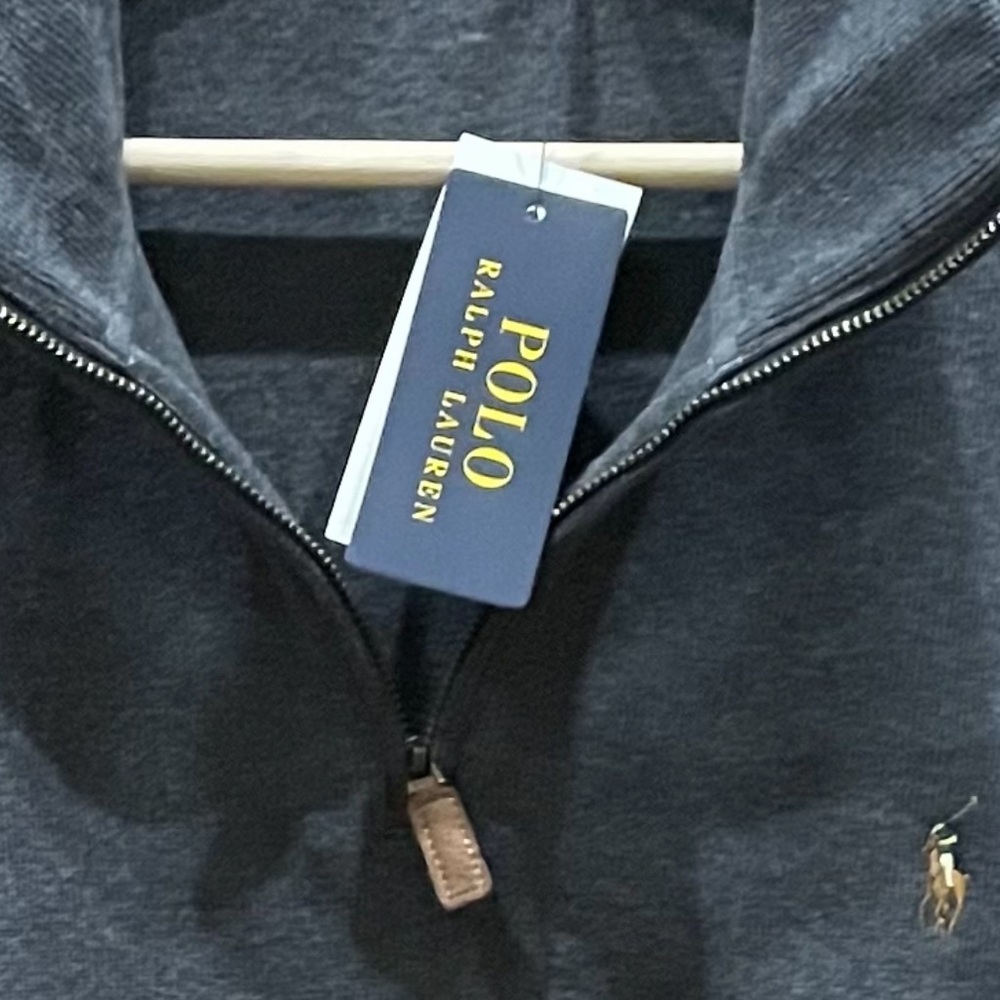 NWT Men’s Polo Ralph Lauren quarter zip gray sweater in XL. 100% cotton.